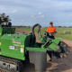 Stump grinding machinery removing a tree stump